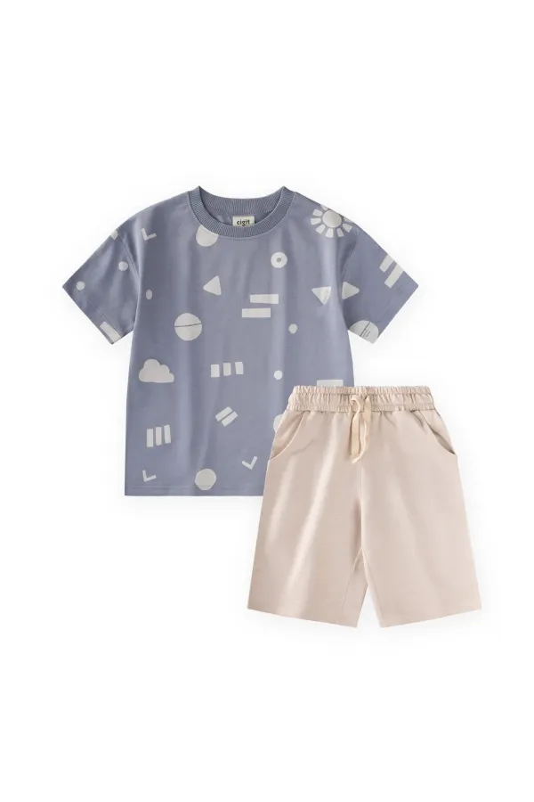 Patterned Capri T-Shirt Set, Ages 2-12, Blue
