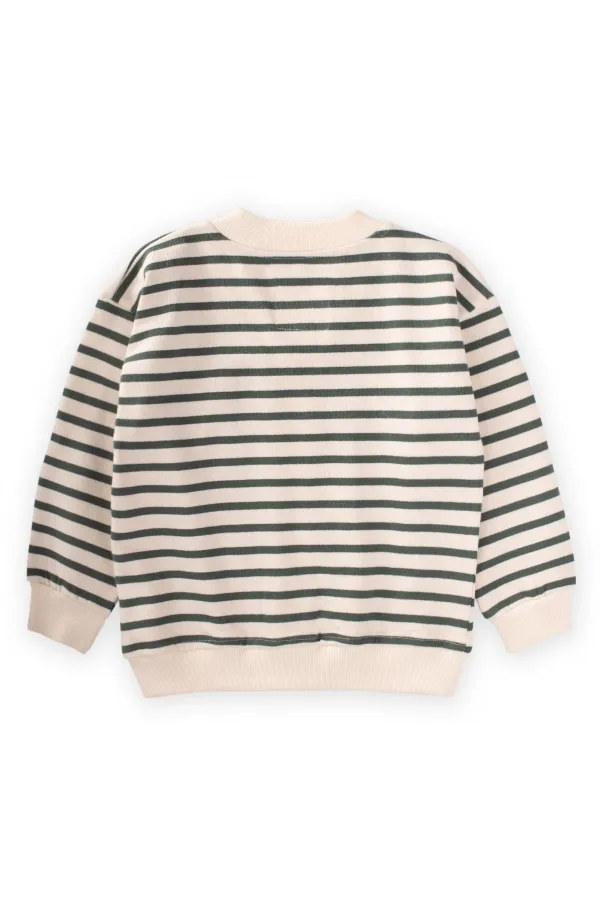 Gilet rayé vert kaki pour enfant de 2 à 10 ans