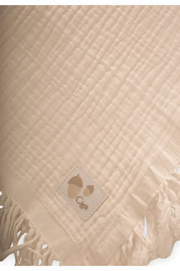 Four-Layer Tassel Blanket 80x120 cm Sand