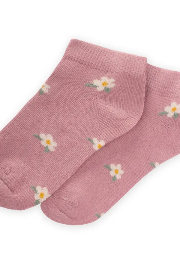 Chaussettes-chaussons à motifs floraux pour enfants de 5 à 12 ans, rose poudré