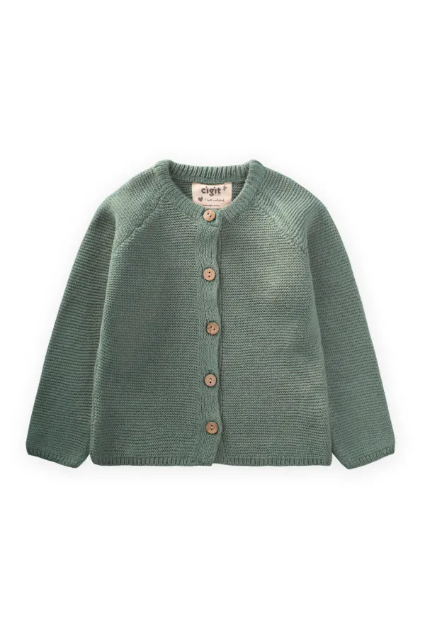 Links Knitted Cardigan, Years 1-8, Khaki Green