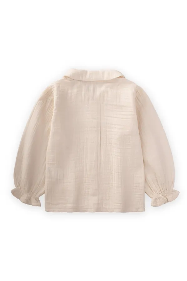 Nakışlı Müslin Gömlek 2-8 Yaş Naturel