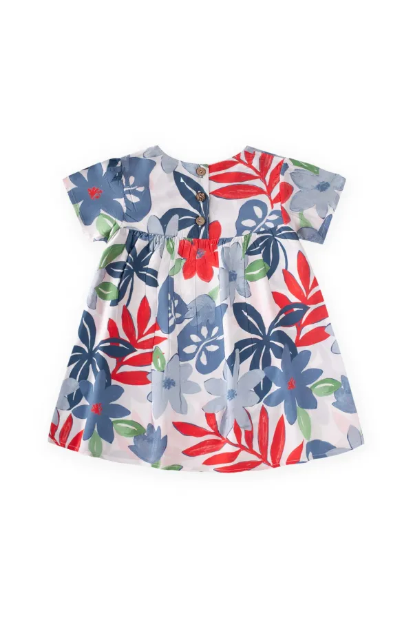 Robe fluide à motifs, 1 à 8 ans, bleue