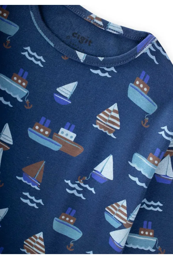 Ensemble pyjama de saison à motifs pour enfants de 1 à 7 ans, bleu marine