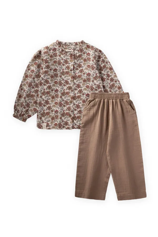 Patterned Shirt Set 4-12 Years Ecru