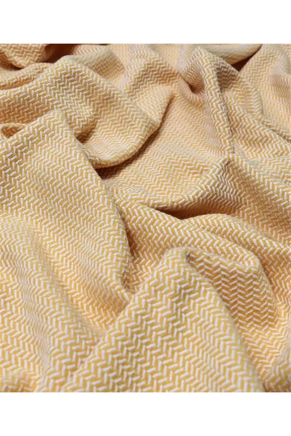 Hasır Desen Bebek Pamuk Battaniye (Yıkanmıştır) 93X100 cm +/- 3 cm Hardal Sarı
