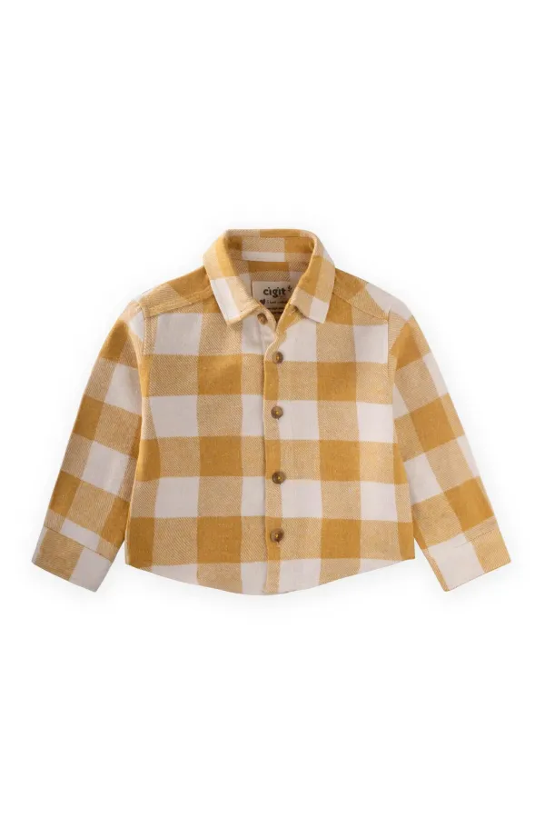 Oduncu Gömleği 1-9 Yaş Hardal Ekose