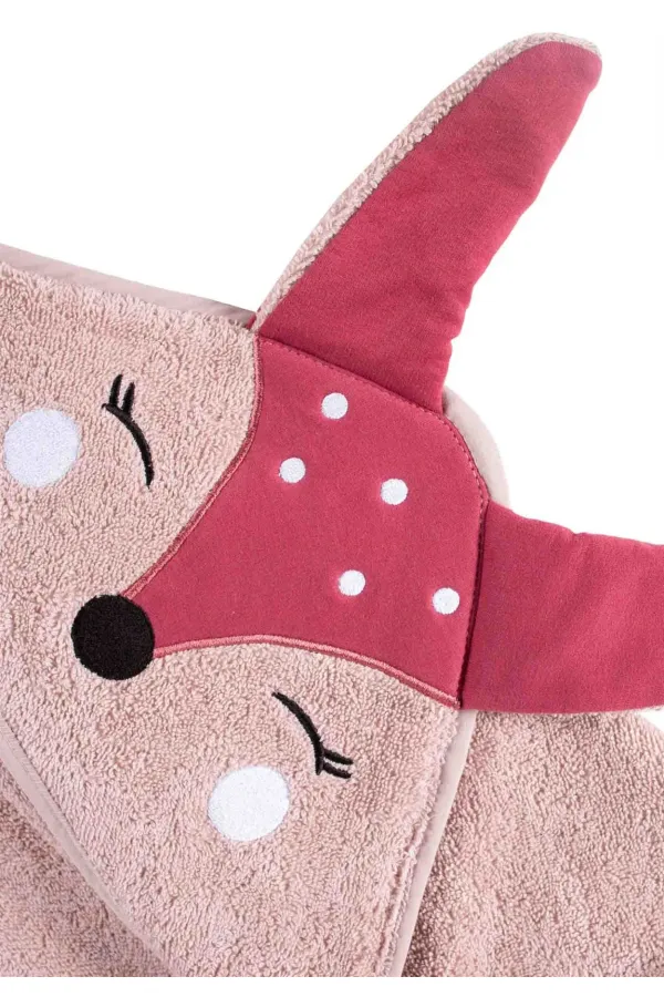 Fox Pattern Triangle Towel 75x75 cm Powder Pink