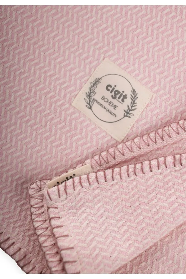 Çoban Dikişli Battaniye 93X100 Cm (+/- 3 Cm ) Pudra Pembe