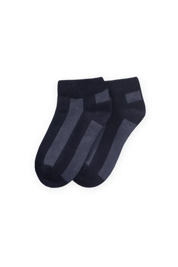 Thick Striped Children's Bootie Socks 5-12 Years Old Navy Blue-Indigo