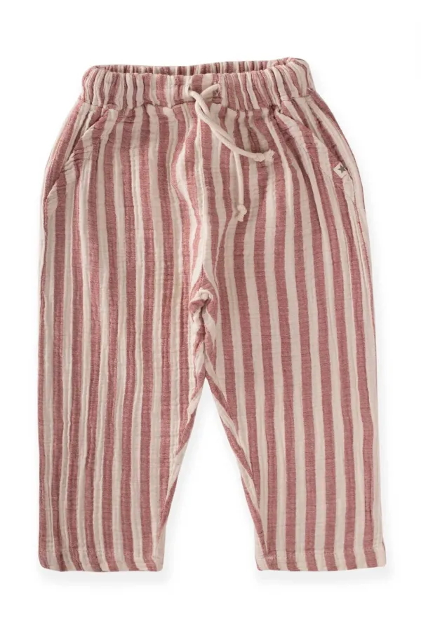 Pantalon en mousseline pour enfants de 1 à 10 ans, rayé rouge Pantalon en mousseline pour enfants de 1 à 10 ans, rayé rouge