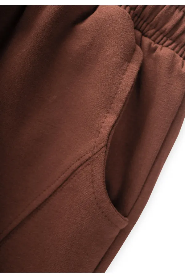 Pantalon de survêtement long marron pour enfants de 8 à 12 ans