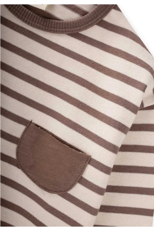 Çizgili Sweatshirt Takım 1-7 Yaş Vizon