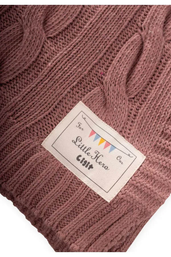 Couverture tricotée en maille 80 x 100 cm (+/- 5 cm) Rose poudré