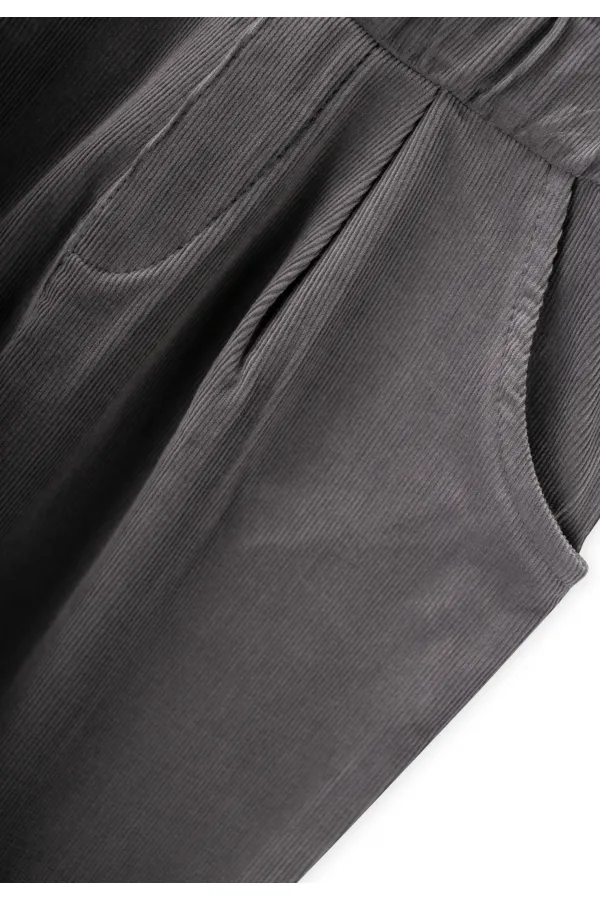 Kadife Boyfriend Pantolon 1-8 Yaş Gri