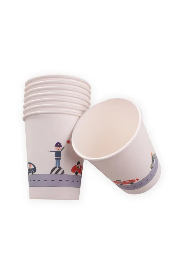 8'Lı Karton Bardak Trafik Desen