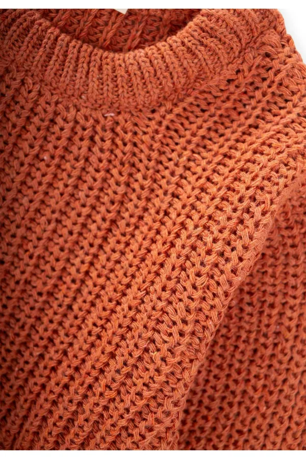 Bisiklet Yaka Selanik Triko Kazak 2-8 Yaş Kiremit