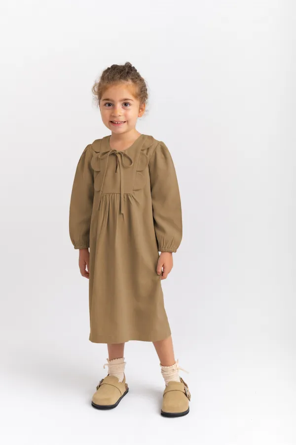 Papatya Tencel Elbise 2-7 Yaş Camel