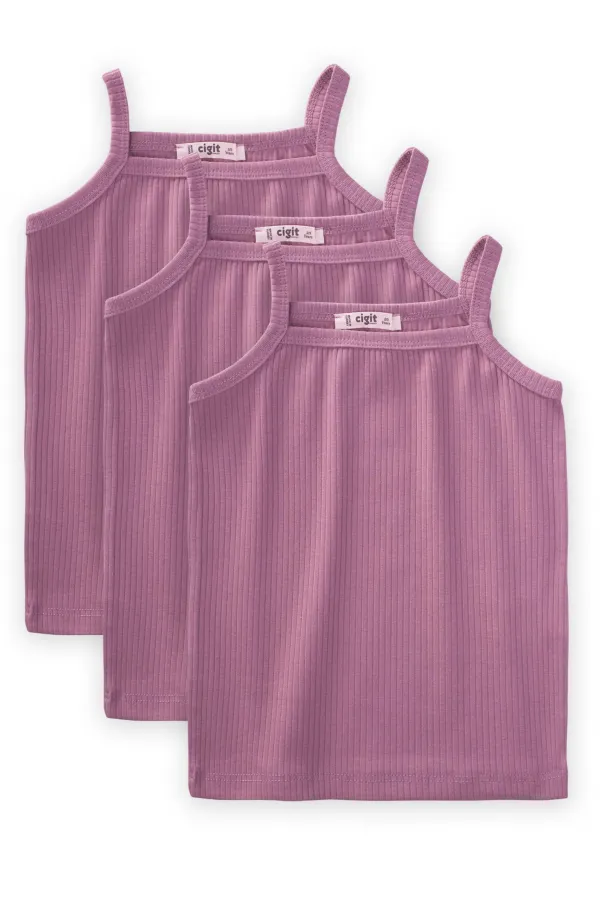 Üç lü İp Askılı Atlet 2-9 Yaş Fuşya