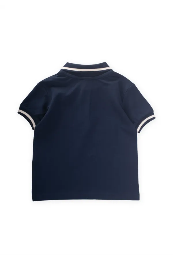 Polo brodé bleu marine, 2-10 ans