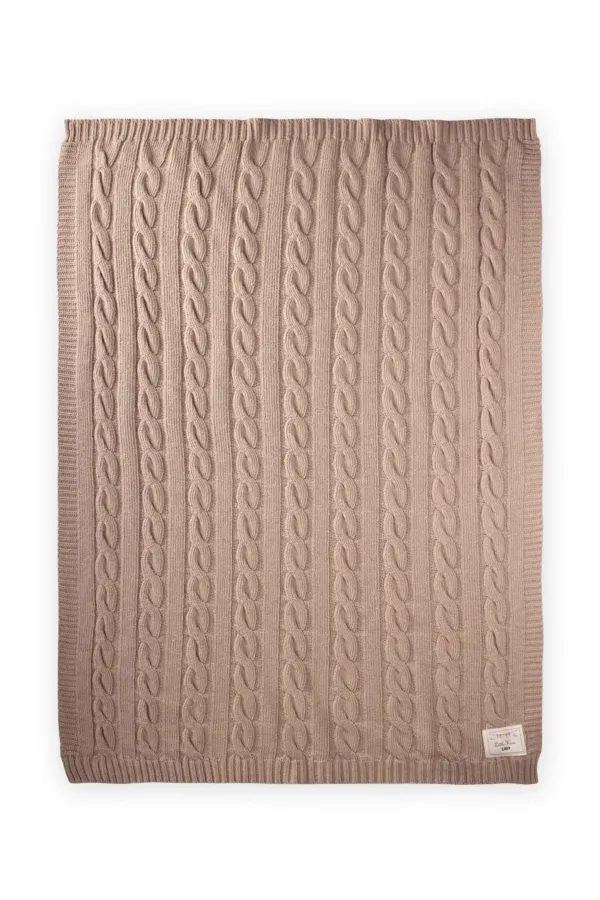 Saç Örgü Triko Battaniye 80X100 Cm (+/-5 Cm) Bej