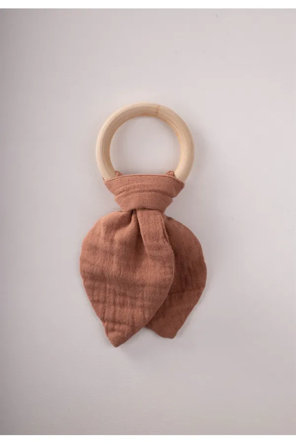 Ahşap müslin Kumaştan Diş Kaşıyıcı Açık Kahve