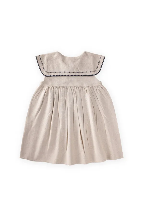 Linen Collar Dress, Ages 2-7, Natural