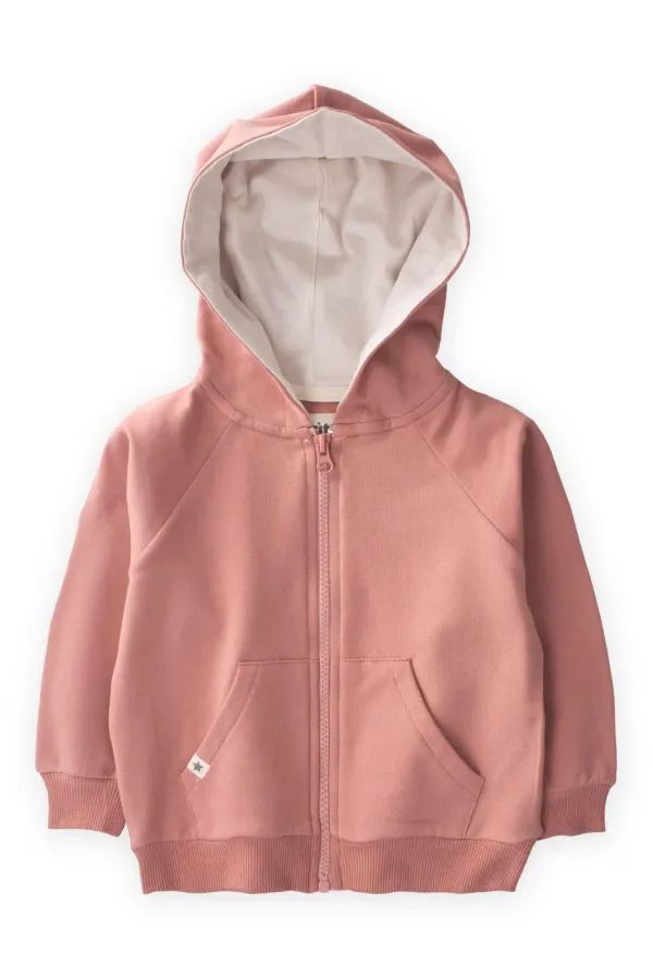 Hooded Zippered Cardigan 1-14 Years Old Dusty Rose