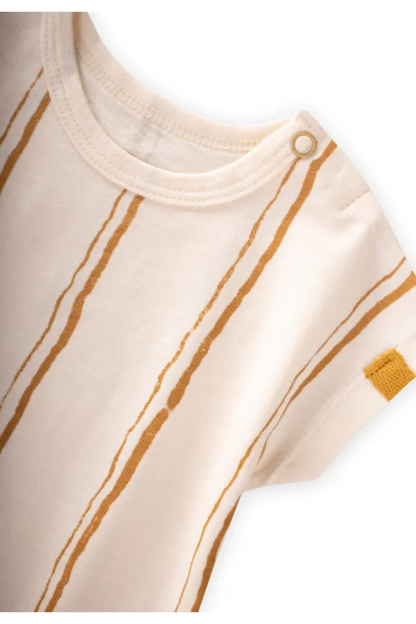 Barboteuse rayée jaune moutarde 0-3 ans