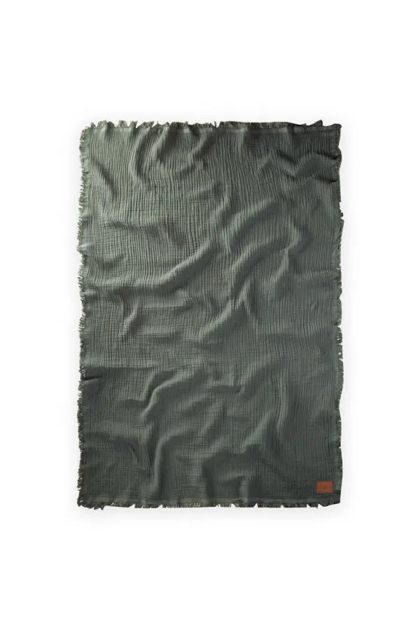 Müslin Dört Kat Yatak Örtüsü 200X220 Cm Haki Yeşil