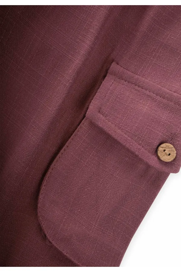 Çift Körük Cepli Keten Pantolon 2-7 Yaş Mürdüm