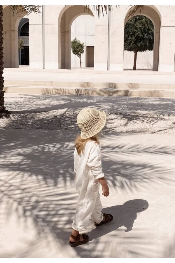 Flamlı Müslin Mevsimlik Tulum Naturel