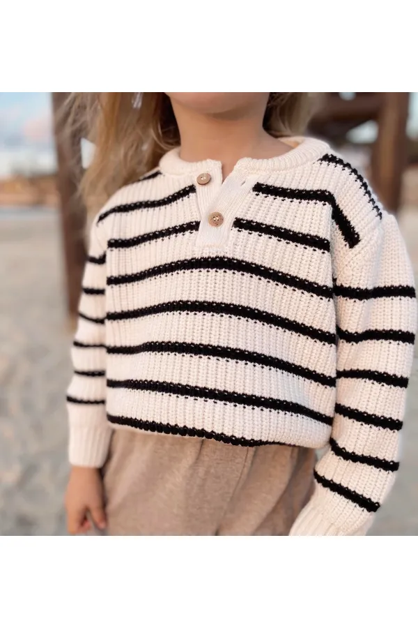 Pull rayé en maille écru 2-6 ans
