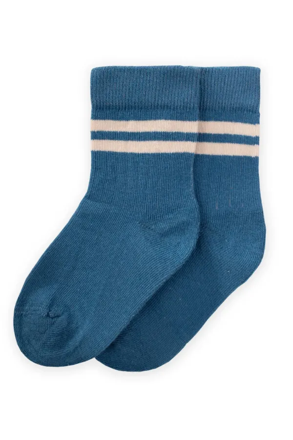 Ham Çizgili Soket 3-8 Yaş İndigo Mavi