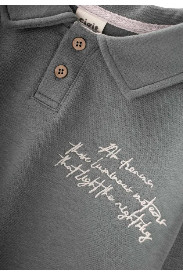 Ensemble sweat-shirt à col brodé, 2-10 ans, vert clair