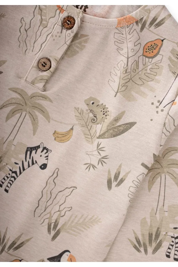 Ensemble pyjama à imprimé animal pour enfants de 1 à 5 ans, beige