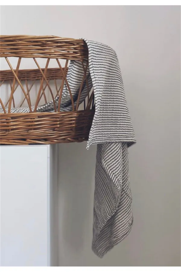 Naturel Müslin Battaniye 90X100Cm Füme İnce Çizgili