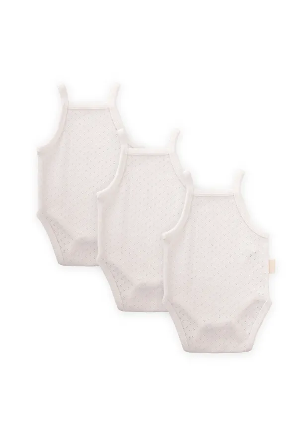 Ensemble trois pièces de body climatisé, 0-3 ans, blanc cassé