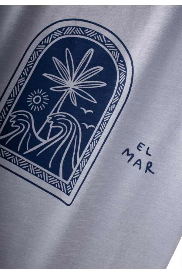 Ensemble Capri à imprimé palmier abstrait, 2-8 ans, bleu pastel