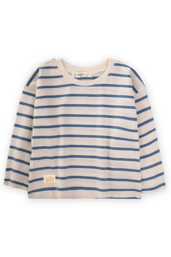 T-shirt rayé saisonnier 1-10 ans Bleu indigo