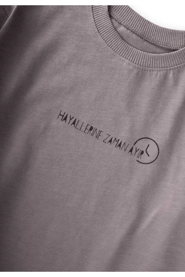 T-shirt à manches longues avec slogan, 2-10 ans, couleur cuivre.