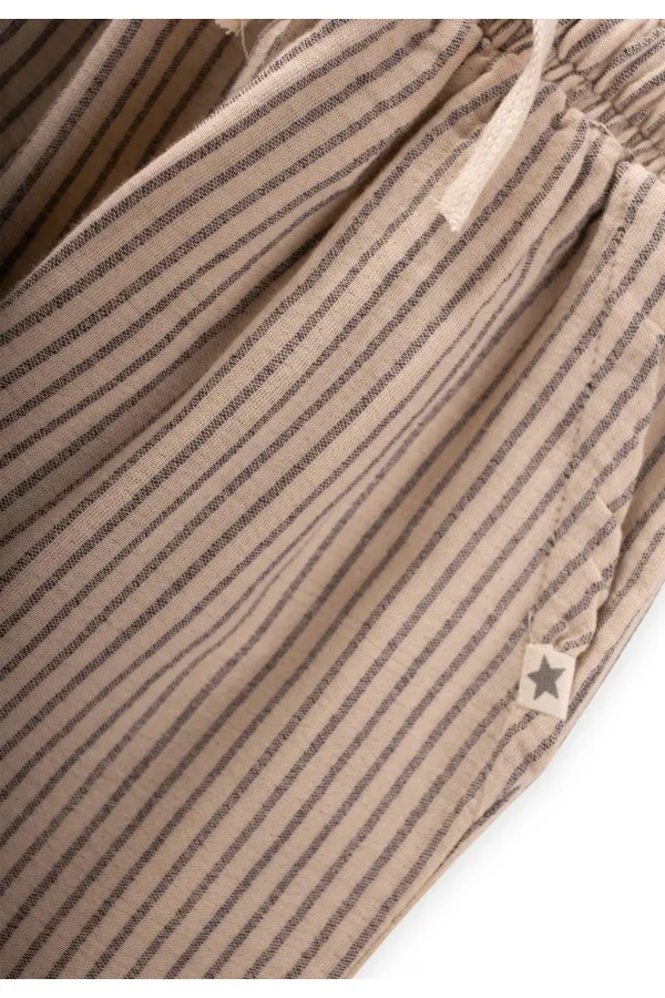 Müslin Pantolon 1-10 Yaş Bej İnce Çizgili