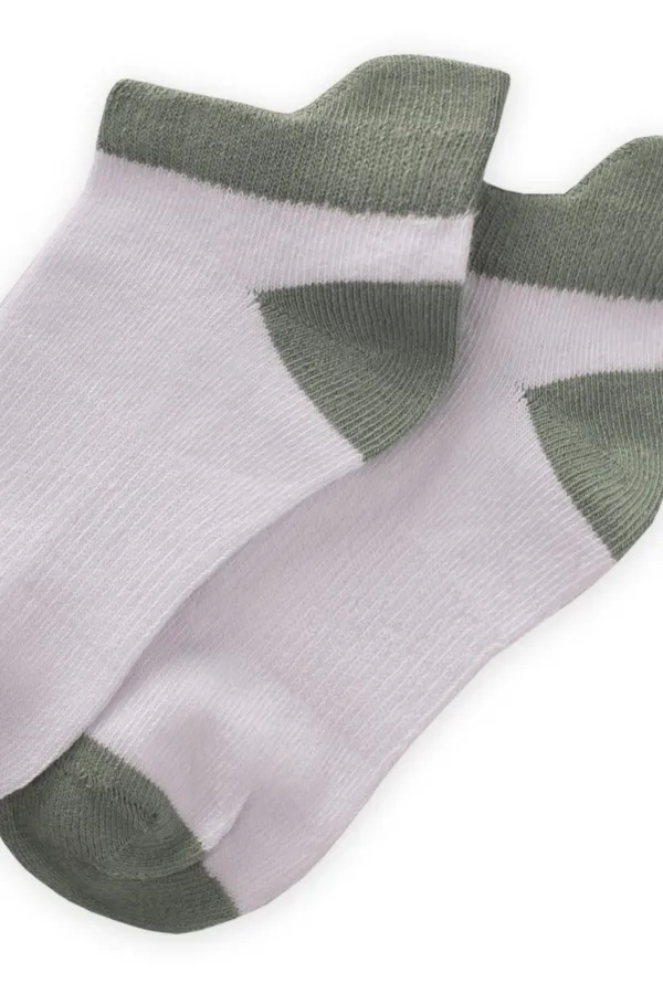 Burnu Topuğu Rekli Çocuk Patik Çorap 5-12 Yaş Çağla Yeşili