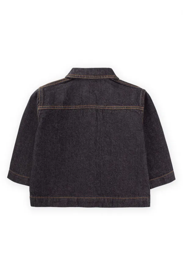 Koyu Yıkama Kot Ceket 2-7 Yaş Siyah