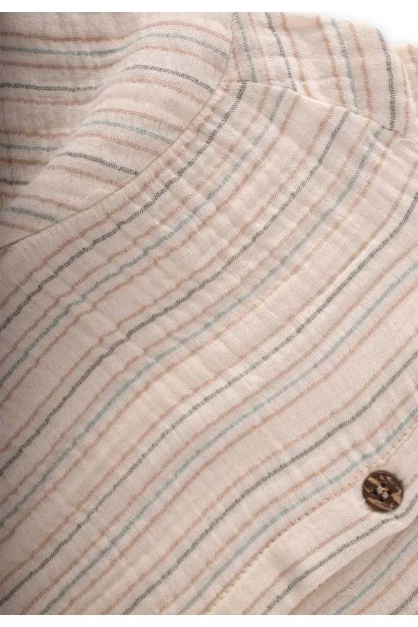 Chemise en mousseline rayée kaki marron, 2-10 ans