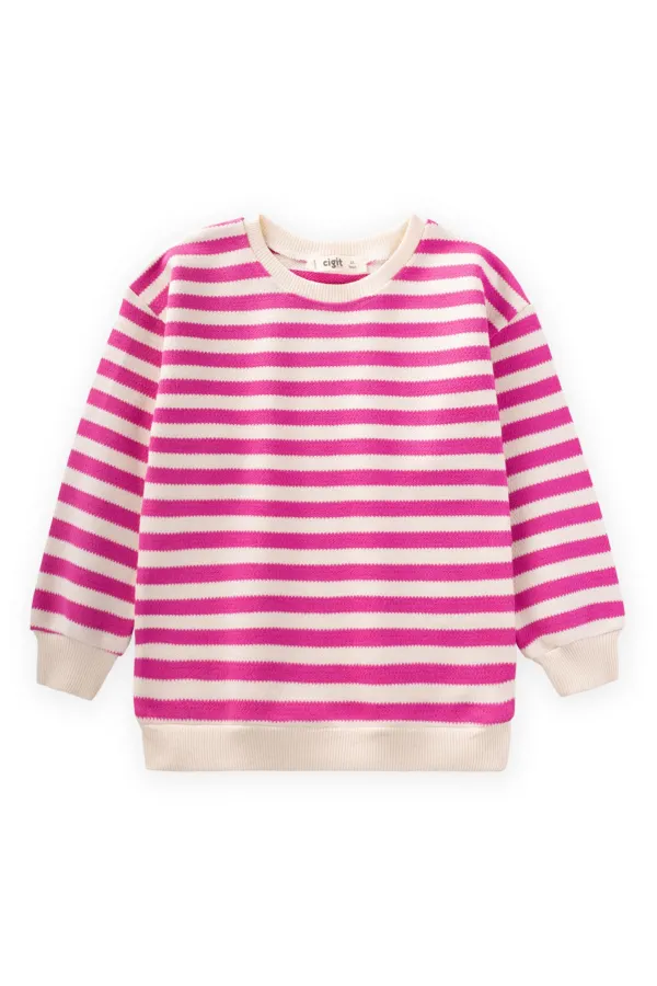 Çizgili Tunik 2-10 Yaş Fuşya