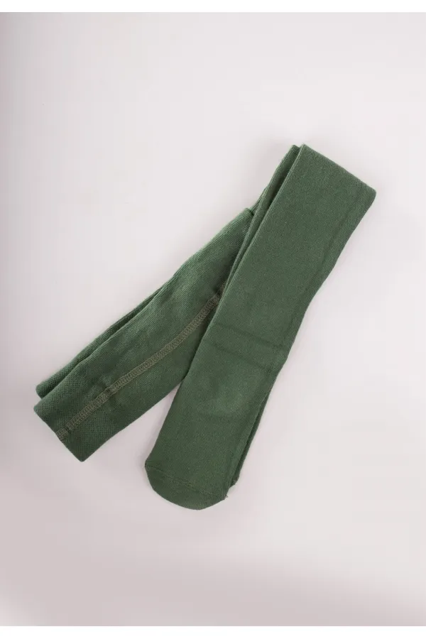 Çocuk Düz Külotlu Çorap 1-13 Yaş Haki Yeşili