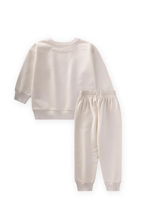 Basic Printed Tracksuit for 2-7 Years Old, Off White