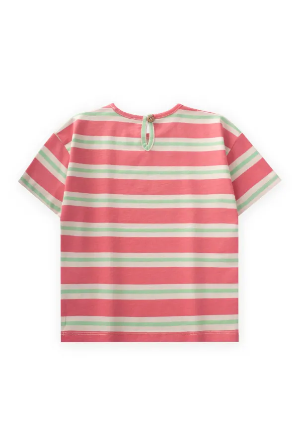 Striped Girl T-Shirt 2-10 Years Old Pink Green Striped