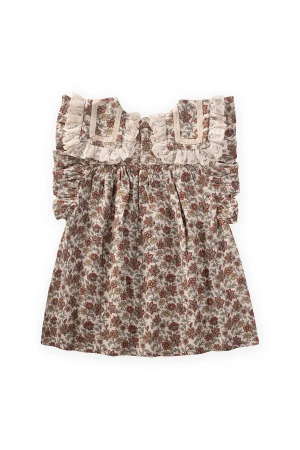 Robe en mousseline à col, écru, 2-10 ans